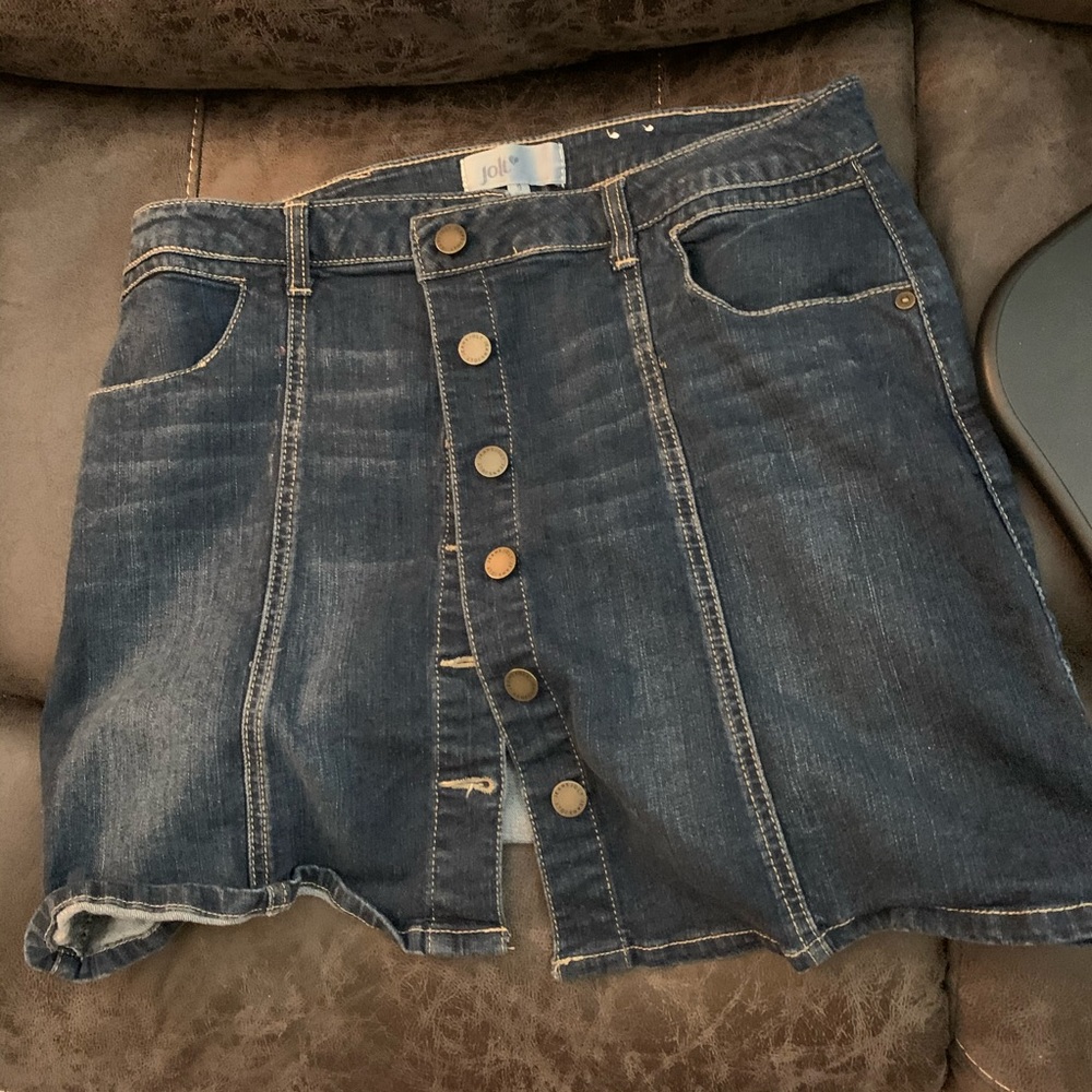 Jolt Button Up Denim Mini Skirt